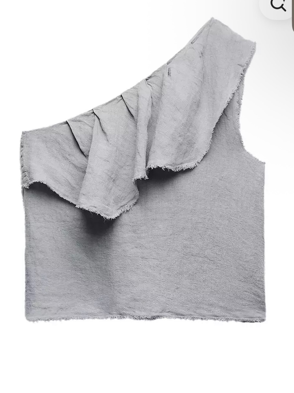 Zara One-Shoulder Ruffle Camisole in Light Gray